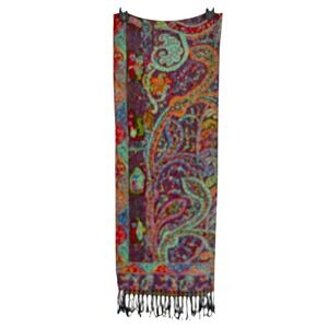 Pashmina Boho Paisley Woven Scarf Wrap with Fringe 28"x75" Colorful Festival
